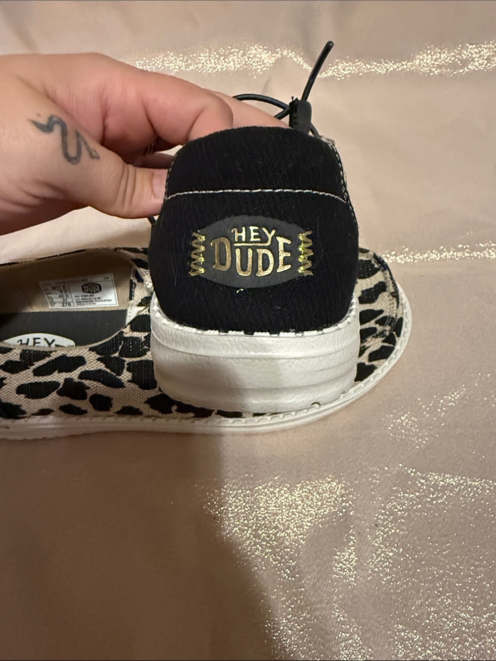 Hey Dude Leopard Slip-On in Black & Cream with White Sole